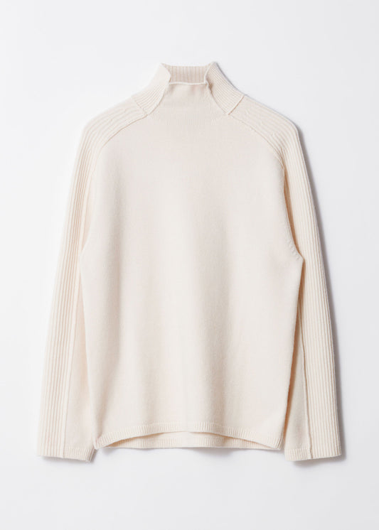 Panelled Wool Turtleneck Jumper