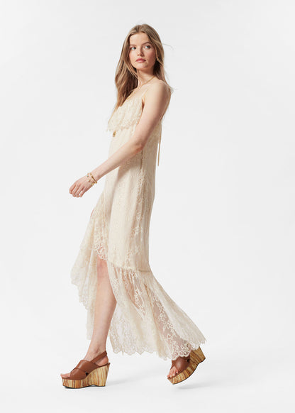 Ruffle Lace Midi Dress
