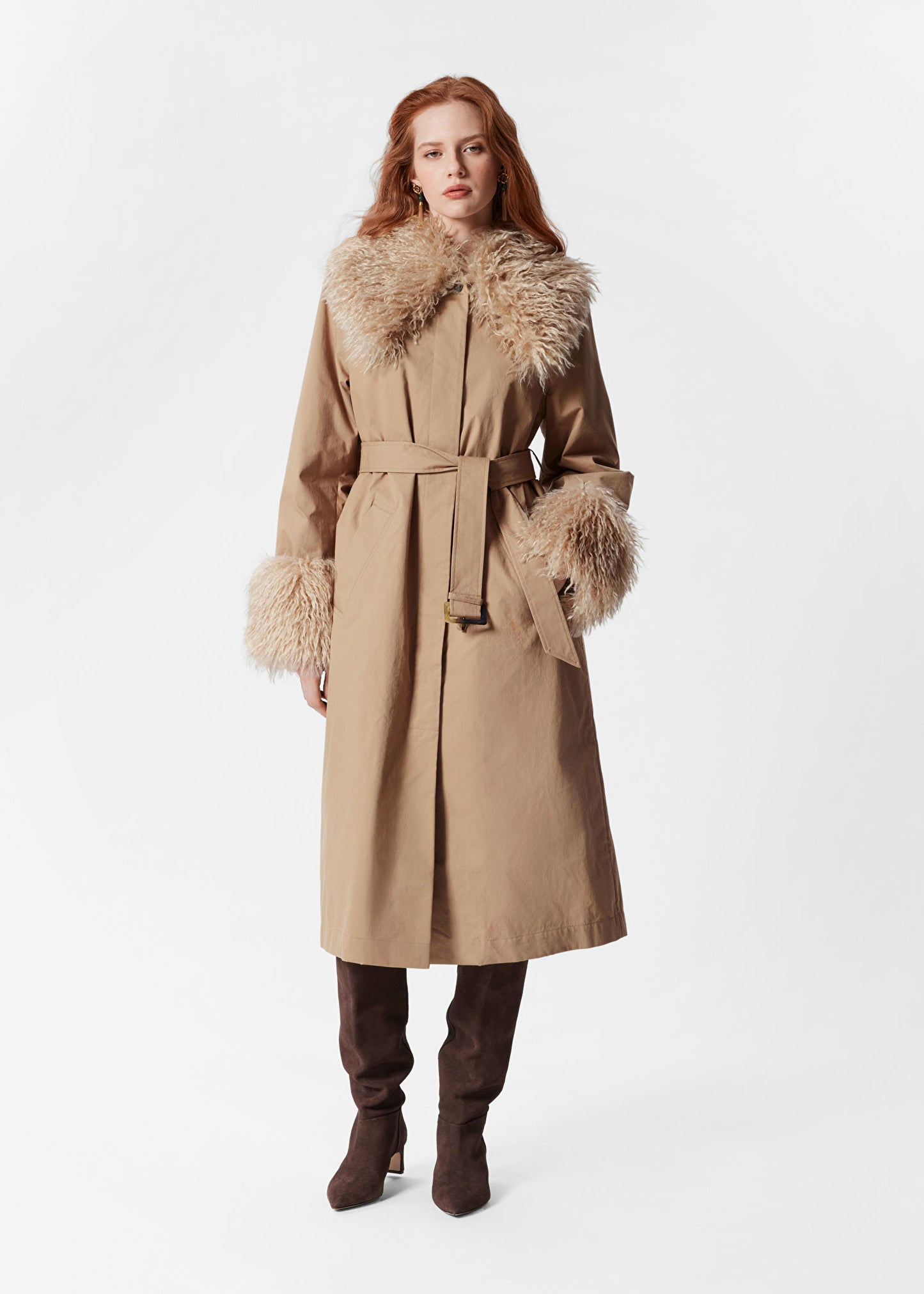 Faux Fur Collar Coat