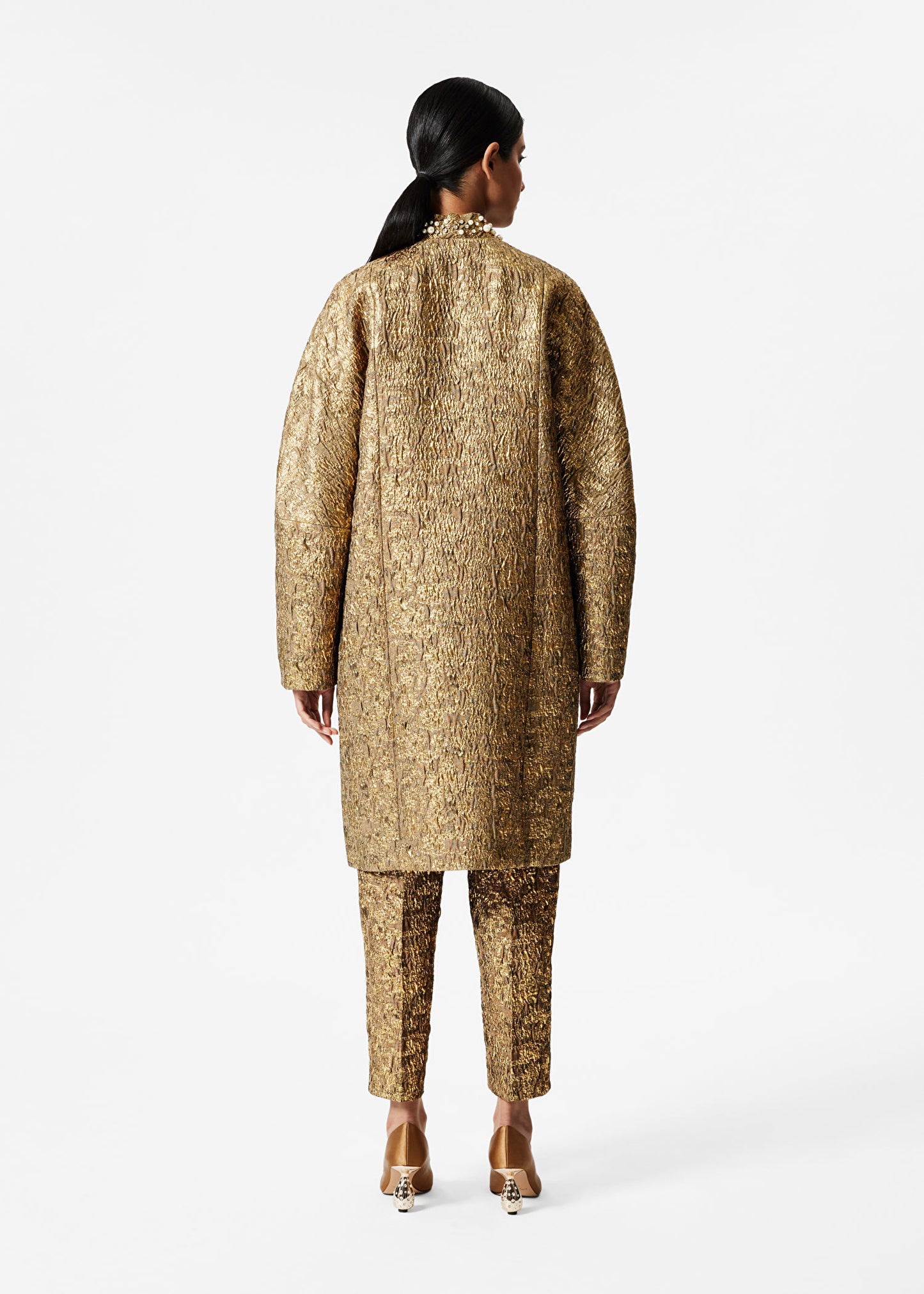 Tailored Metallic Jacquard Coat