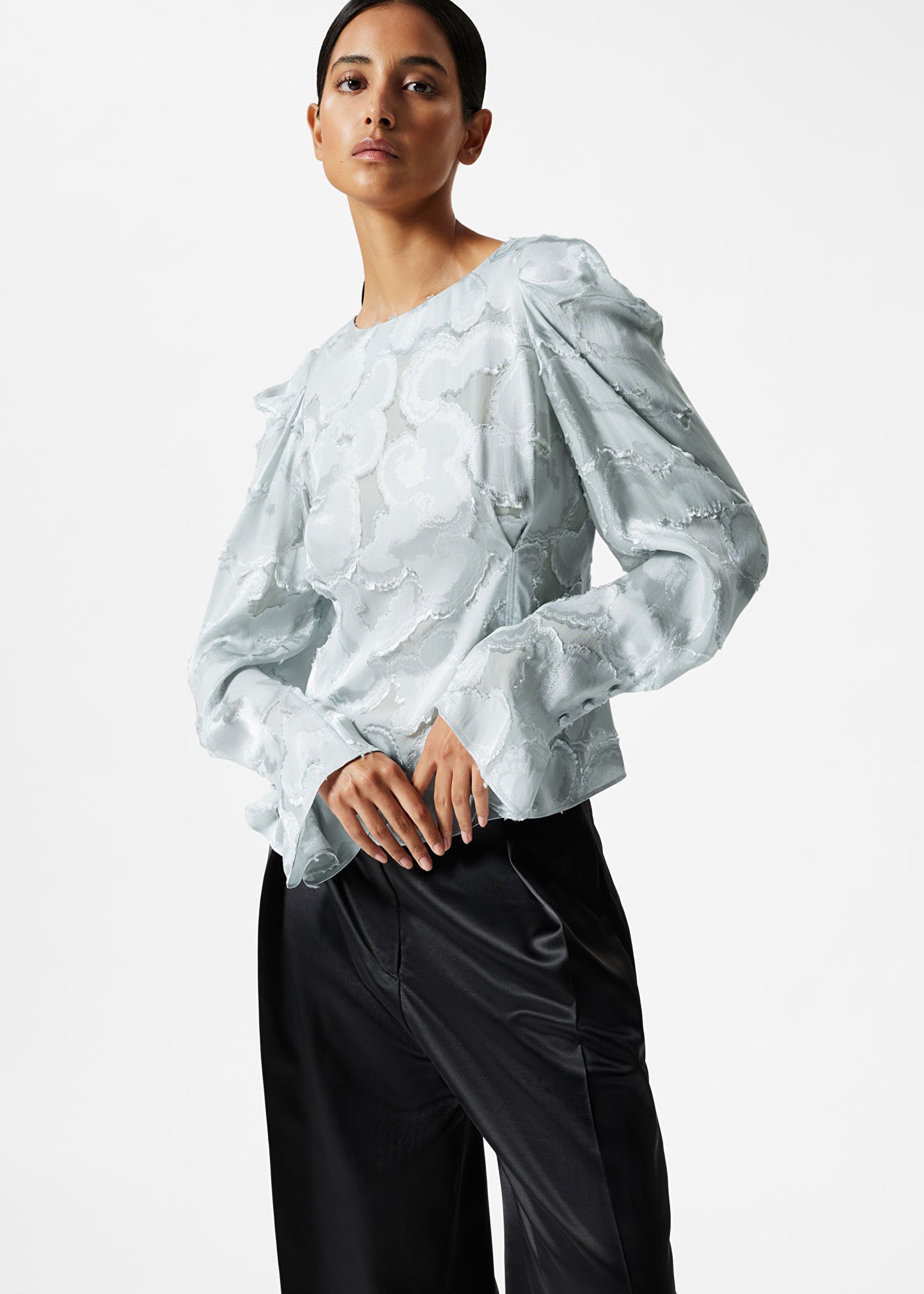 Silk-Blend Jacquard Blouse