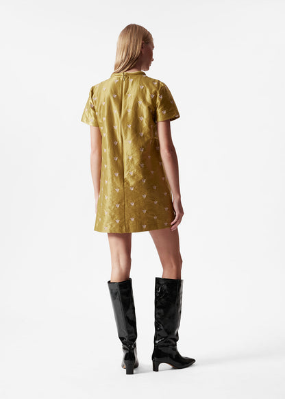 Shiny Jacquard Shift Dress