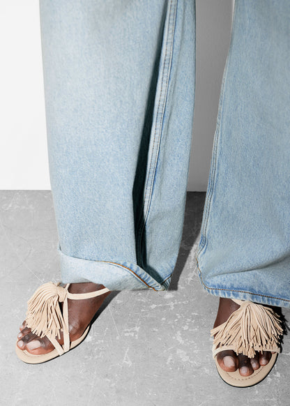 Fringed Leather Sandals