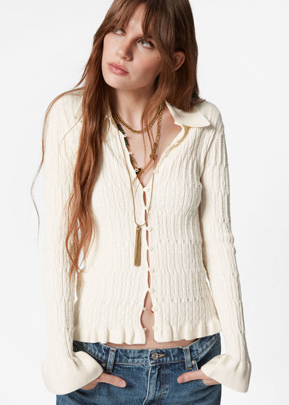 Knitted Collar Cardigan