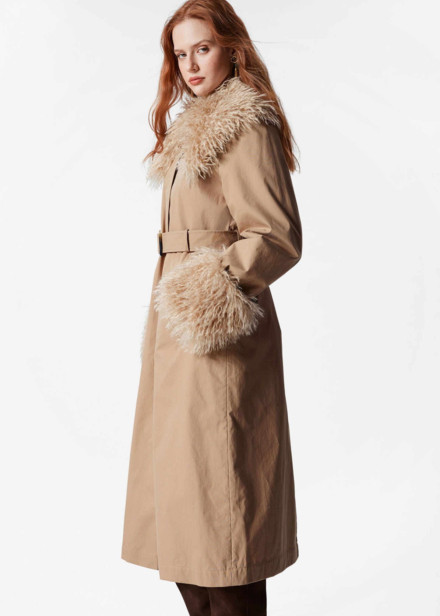 Faux Fur Collar Coat