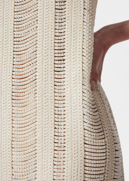 Pearl-Knit Mini Dress