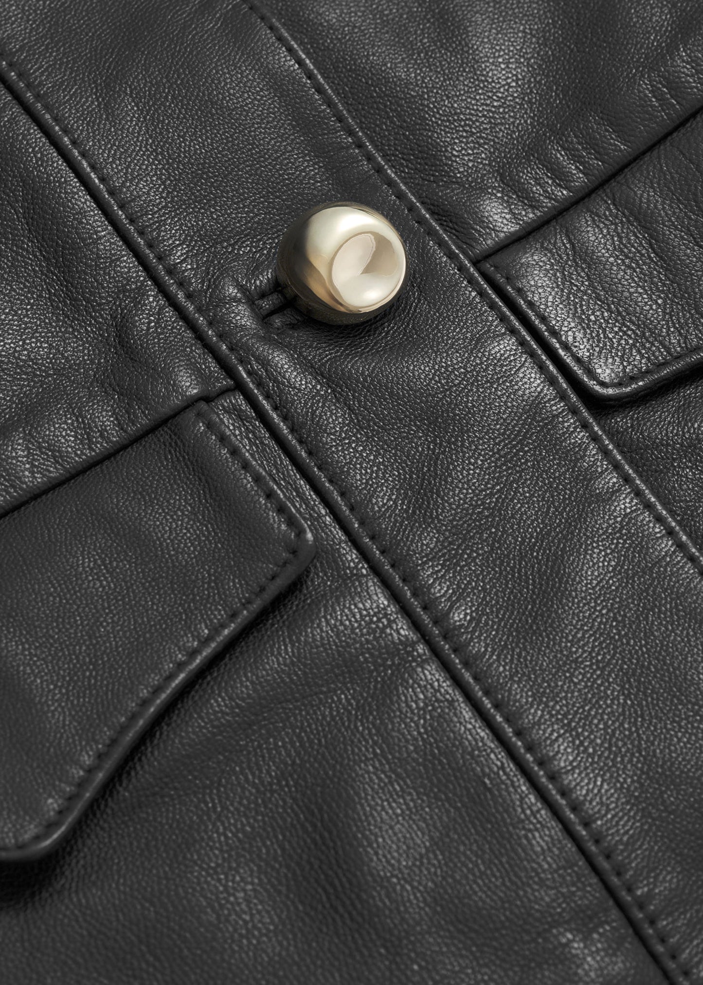 Collarless Leather Jacket