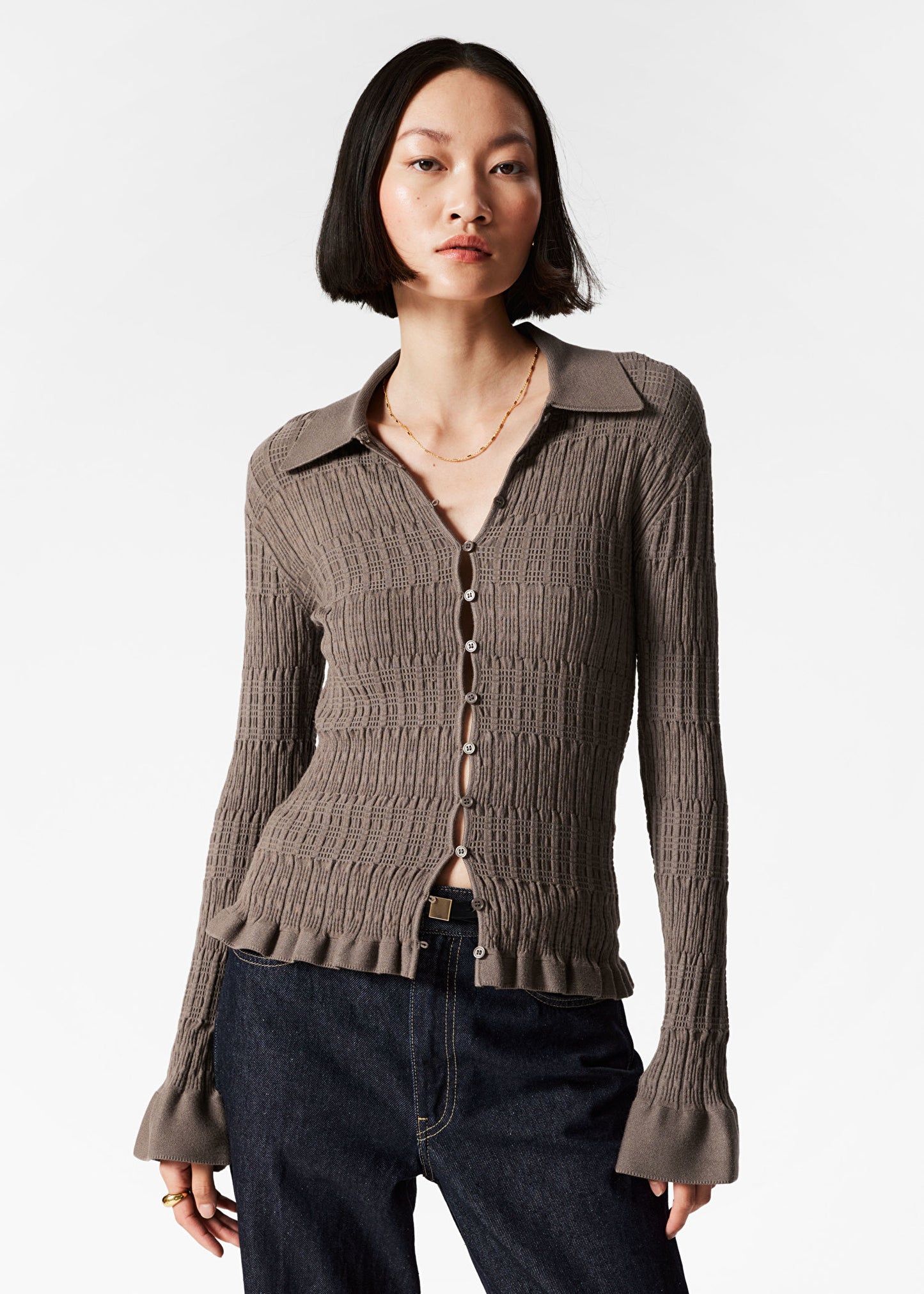 Knitted Collar Cardigan