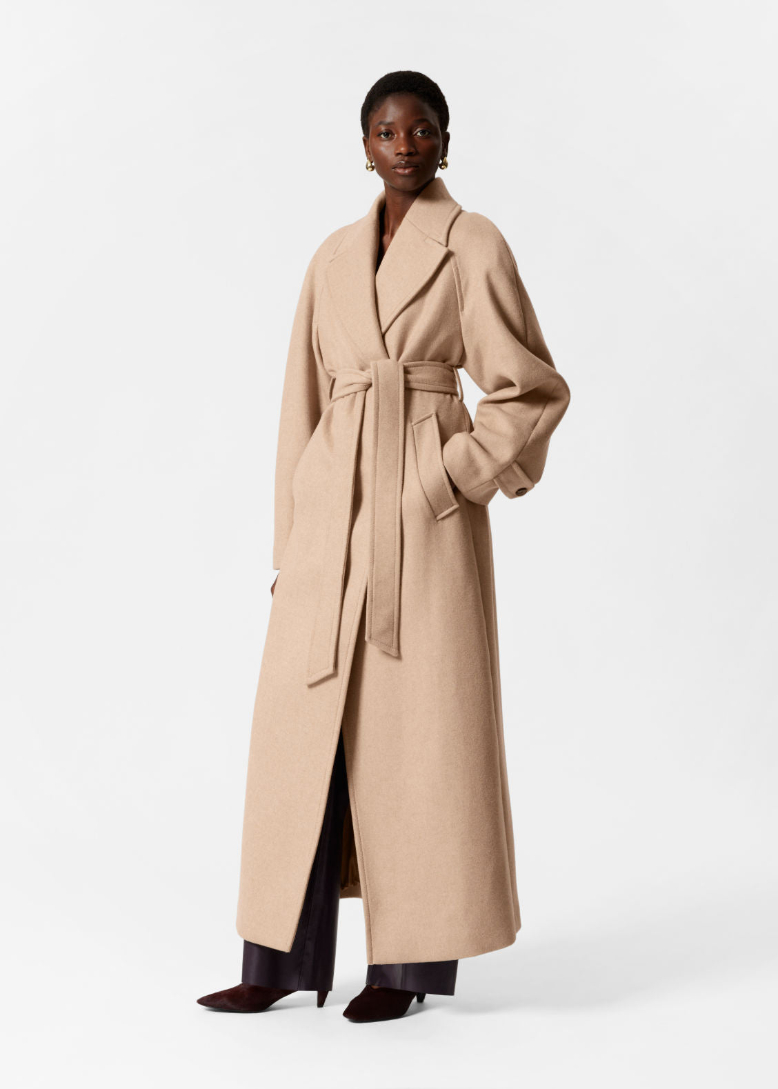 Belted Wool-Blend Coat