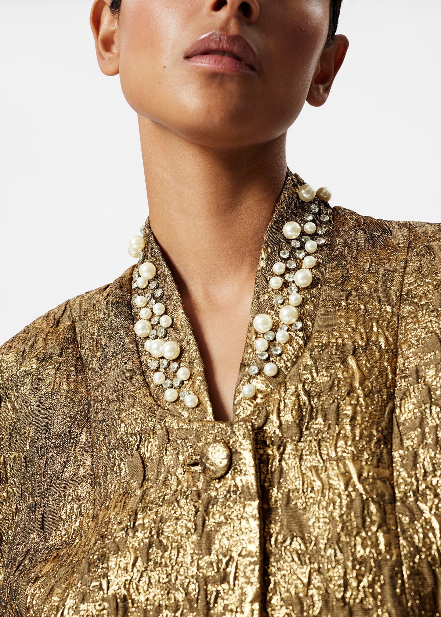 Tailored Metallic Jacquard Coat