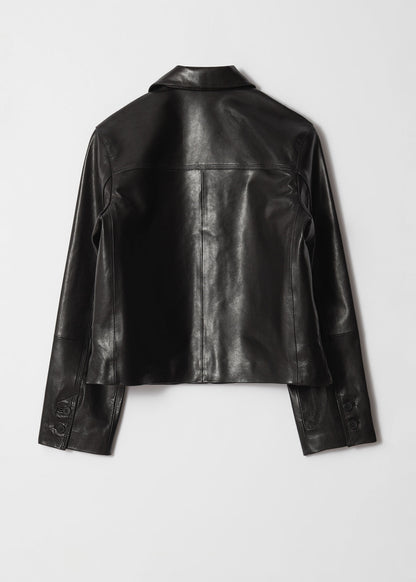 Patch-Pocket Leather Jacket