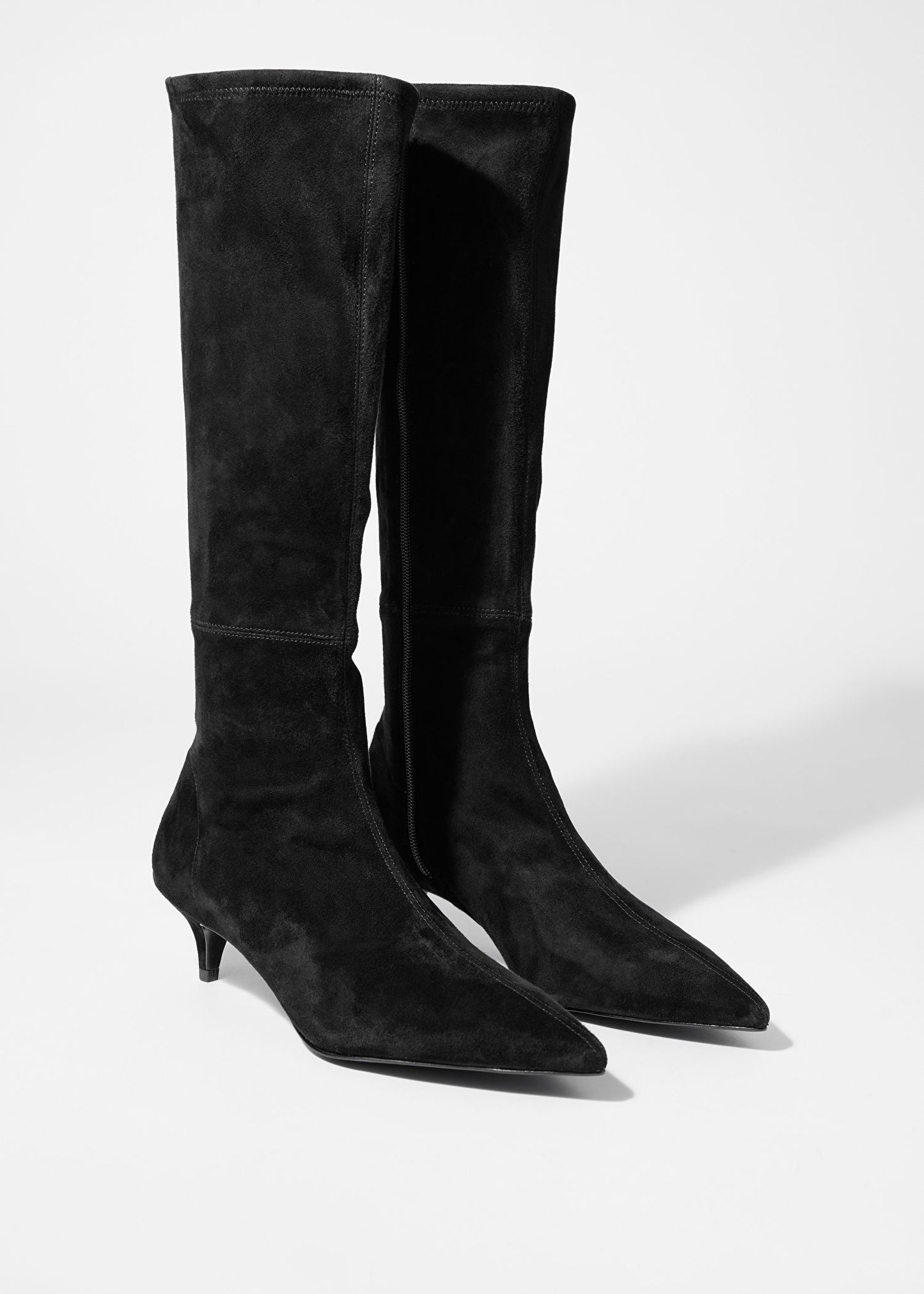 Stretch-Suede Knee Boots