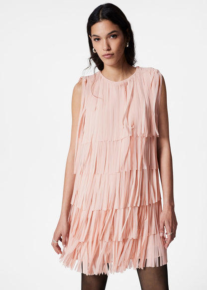 Fringed Mini Shift Dress