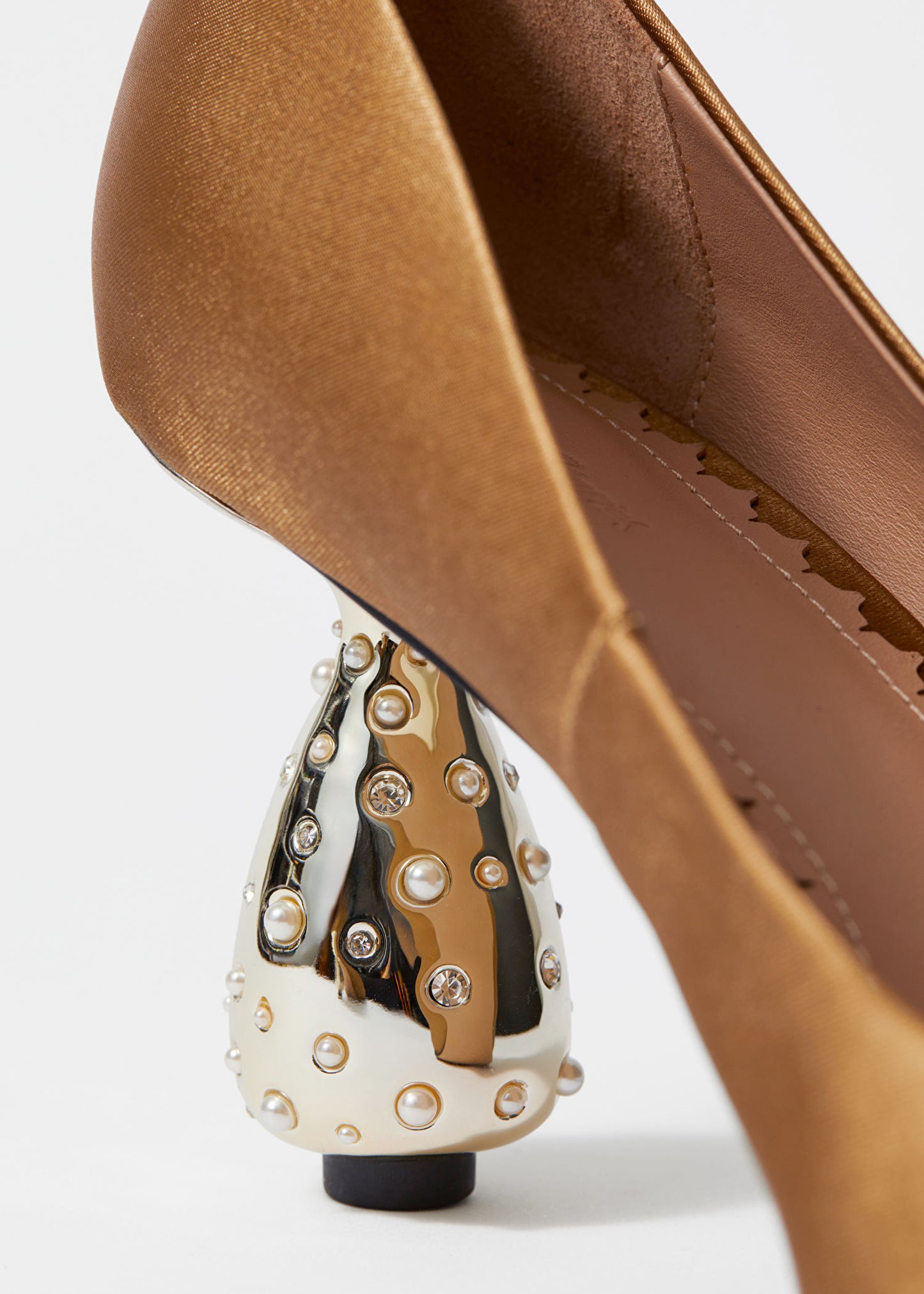 Droplet-Heel Satin Pumps