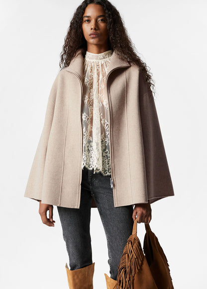 Asymmetric Wool Cape