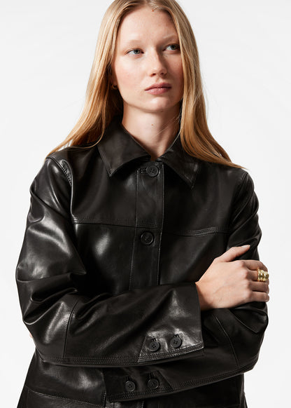 Patch-Pocket Leather Jacket