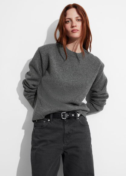 Padded-Shoulder Merino Jumper