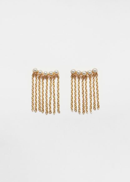 Beaded Chain-Pendant Earrings