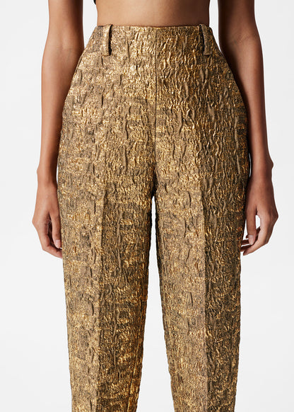 Tapered Metallic Jacquard Trousers