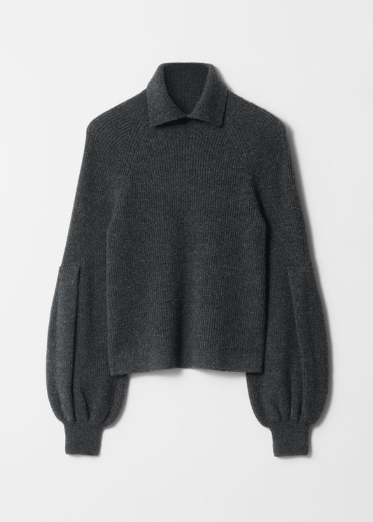 Collared Puff-Sleeve Jumper