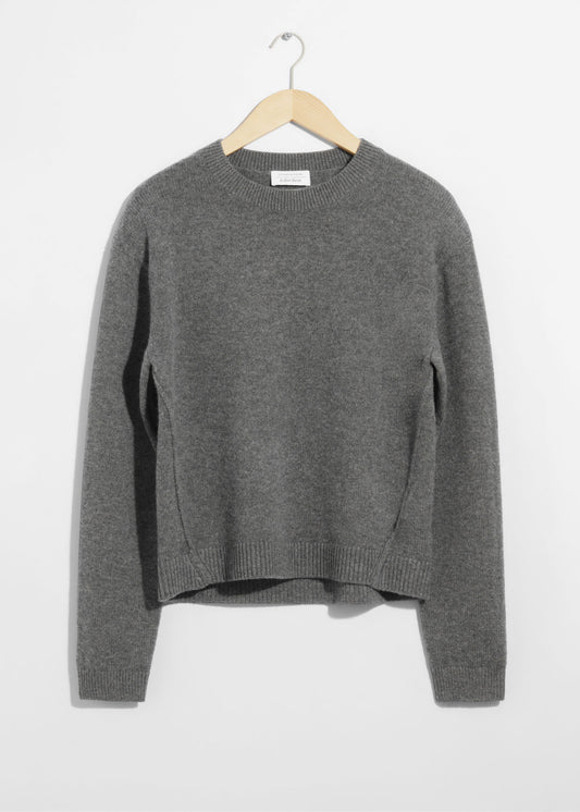 Padded-Shoulder Merino Jumper