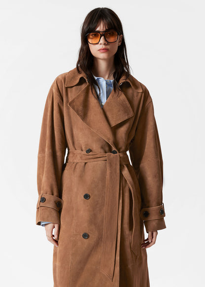 Maxi Suede Trench Coat