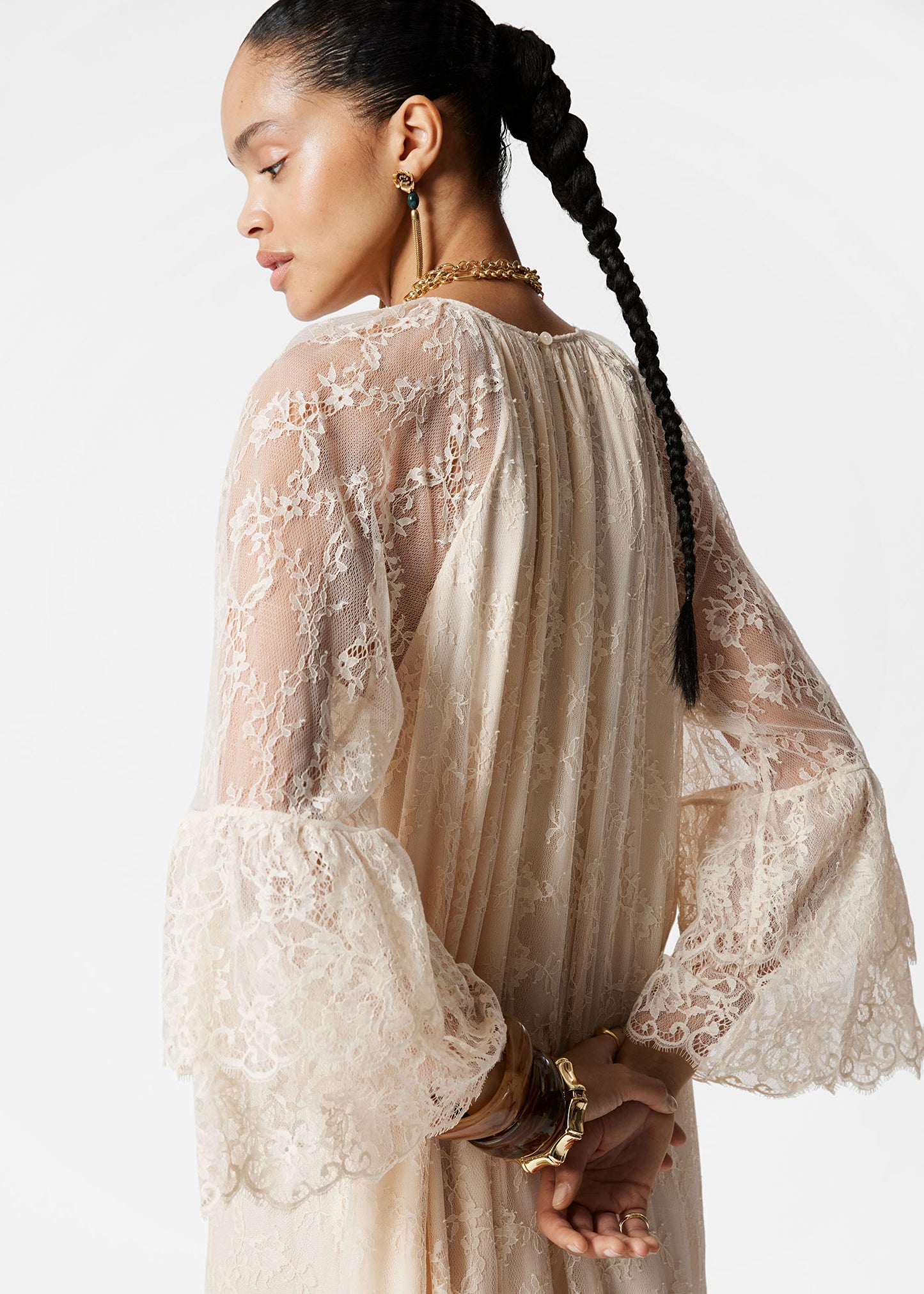 Frilled Lace Maxi Dress