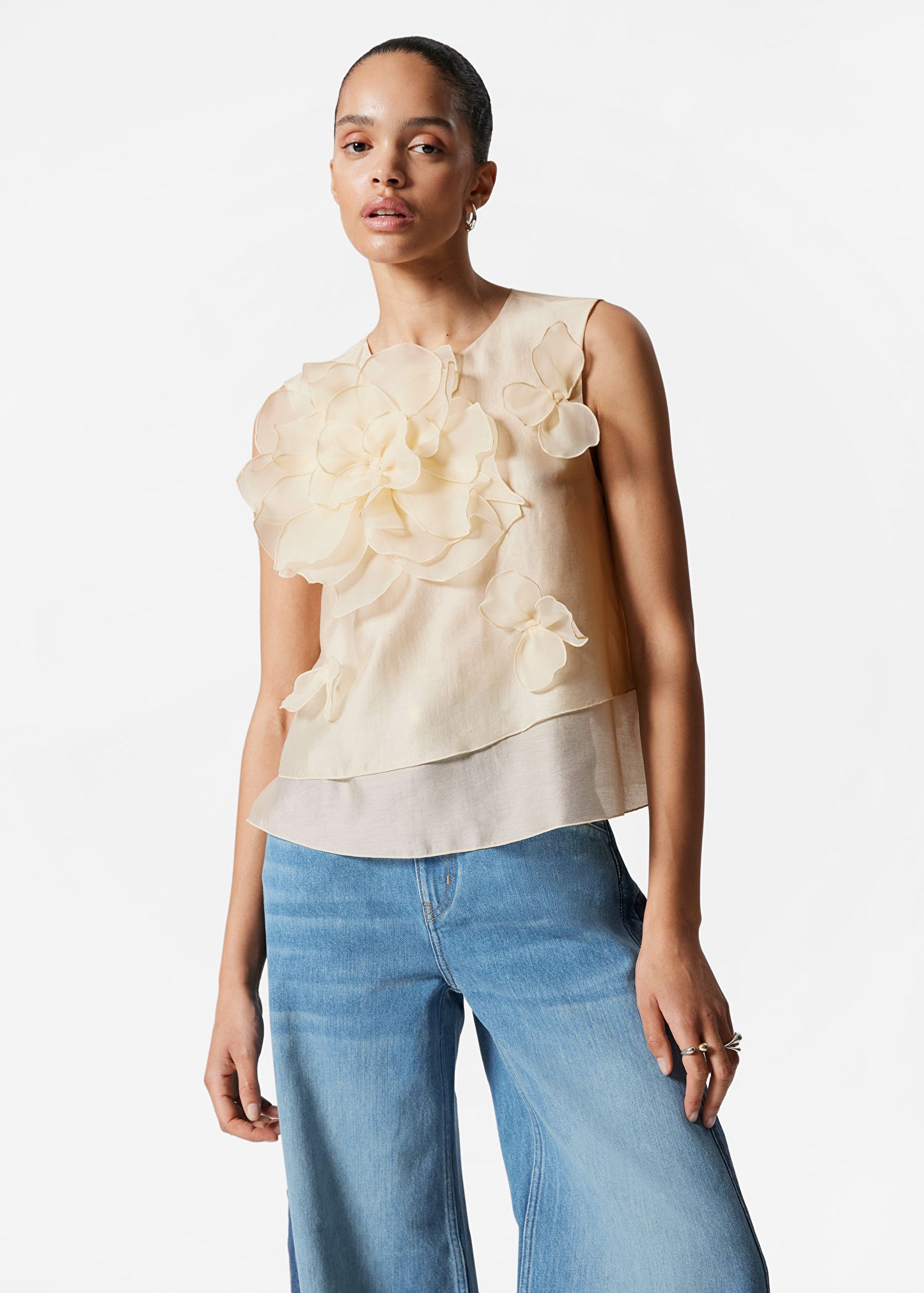 Floral-Appliqué Top