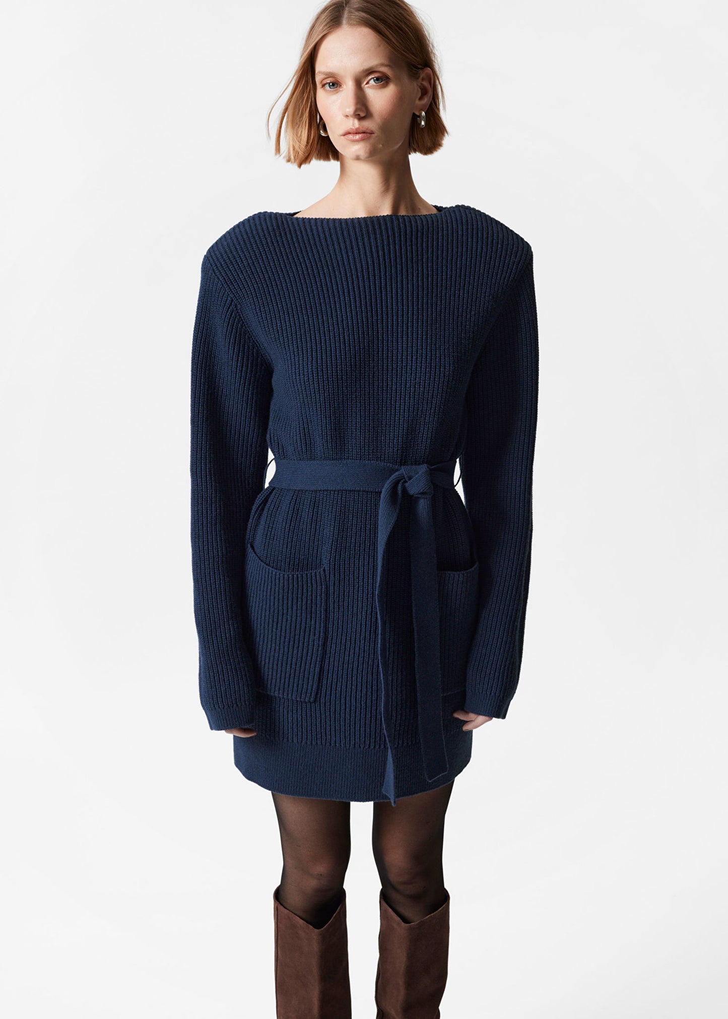 Belted Wool Mini Dress