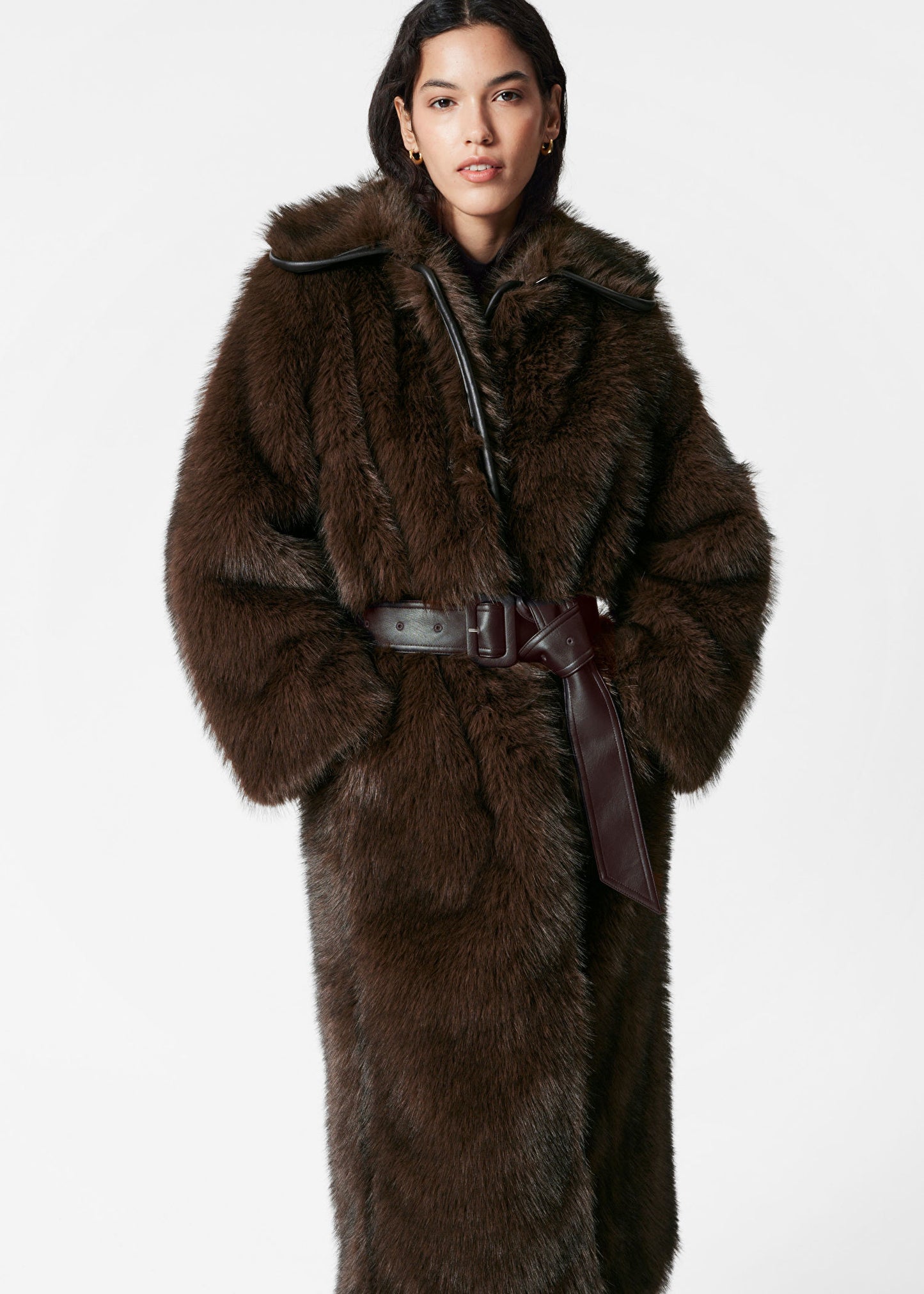 Belted Faux Fur Coat