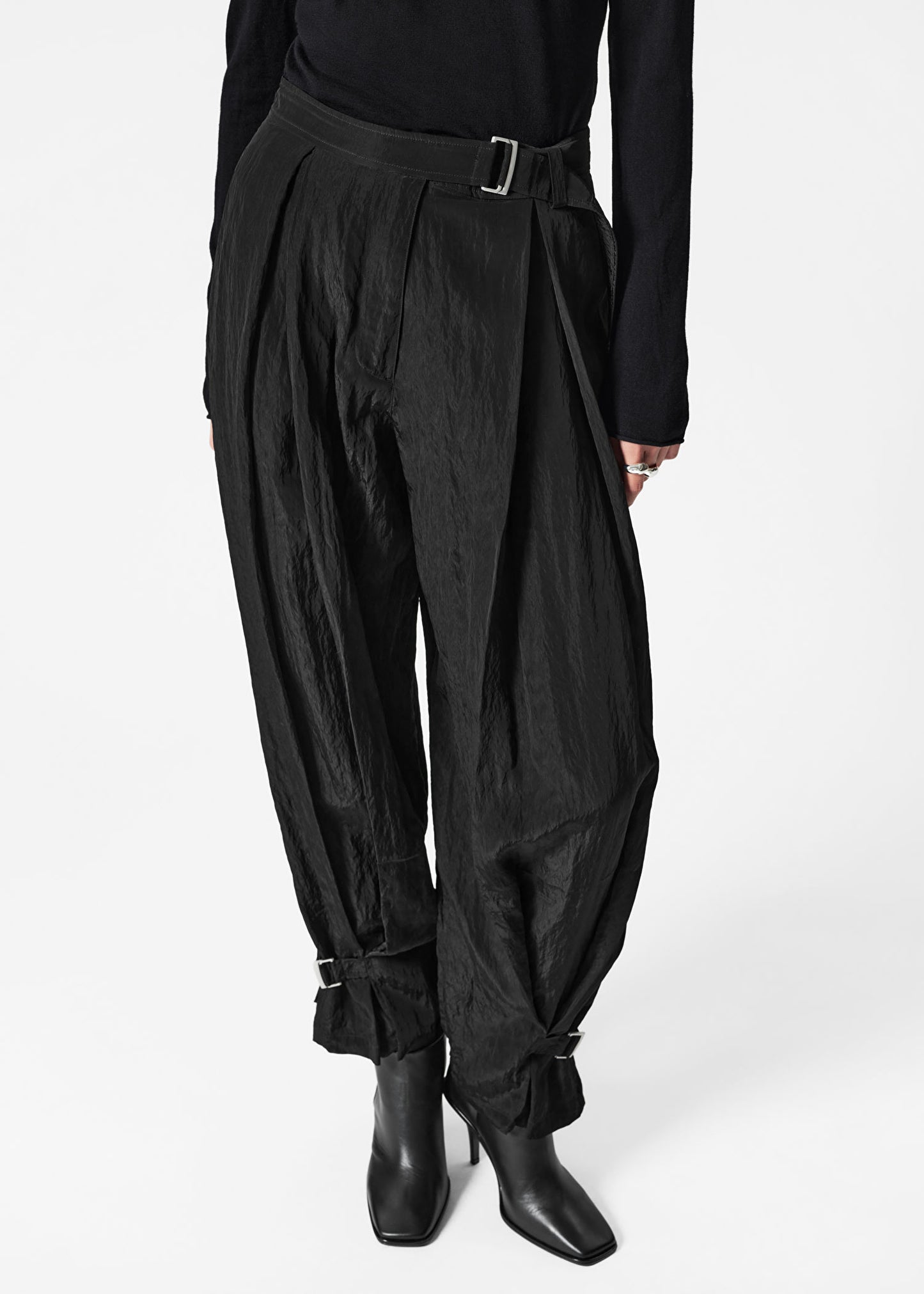 Belted Box-Pleat Trousers