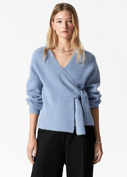 Alpaca-Blend Knitted Wrap Cardigan