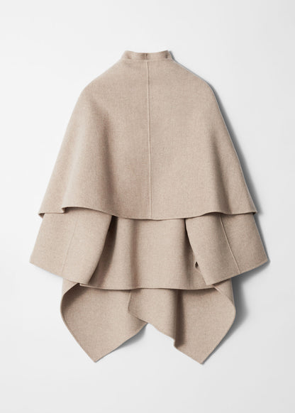 Asymmetric Wool Cape