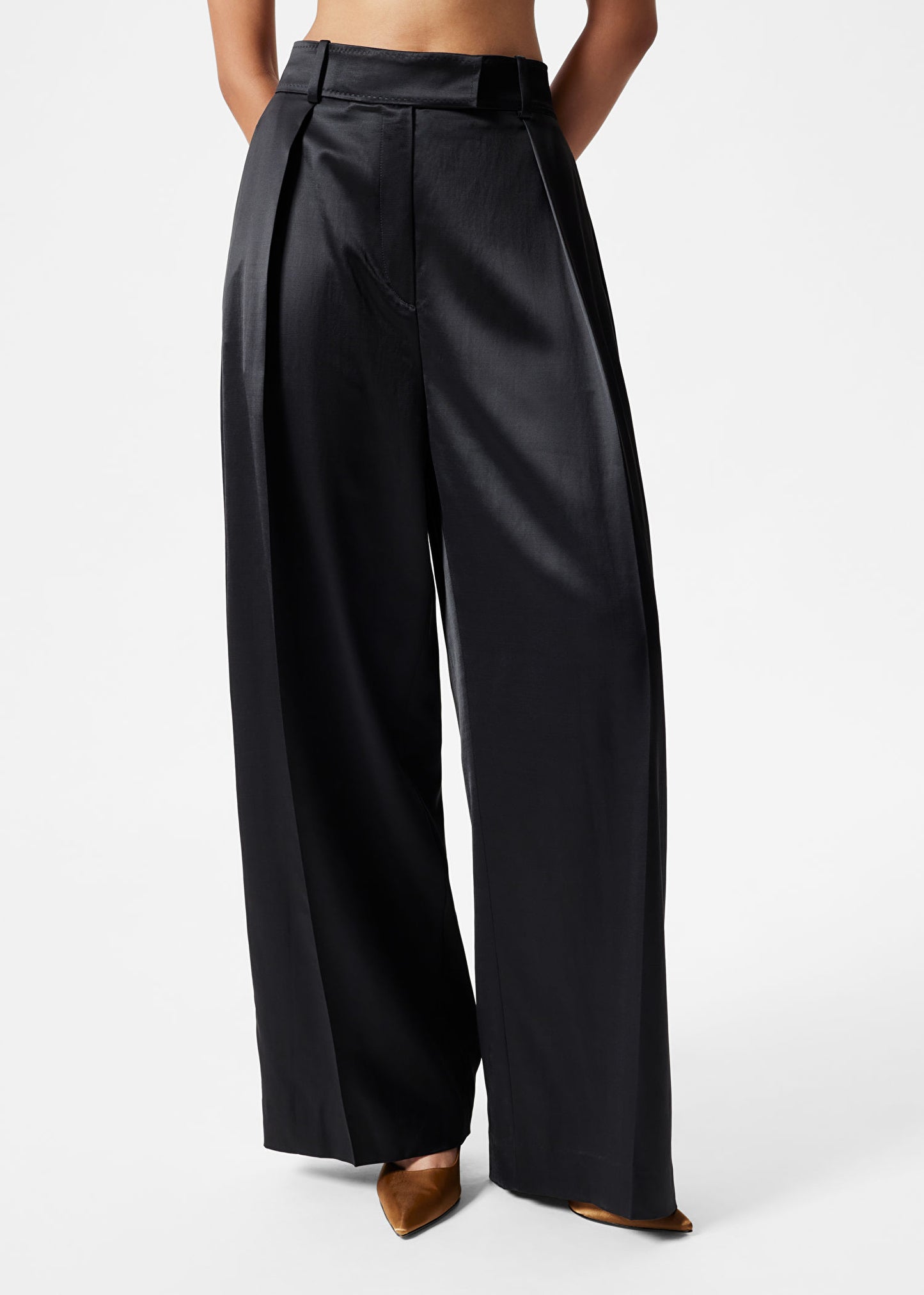 Shiny Wool-Blend Trousers