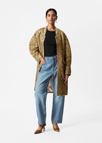 Tailored Metallic Jacquard Coat