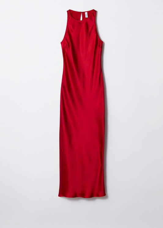 Sleeveless Satin Midi Dress