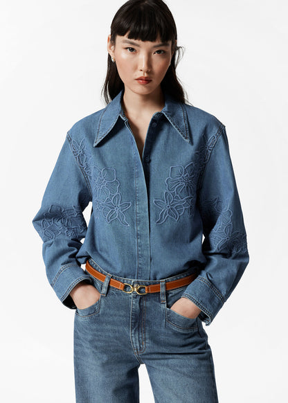 Embroidered Denim Shirt