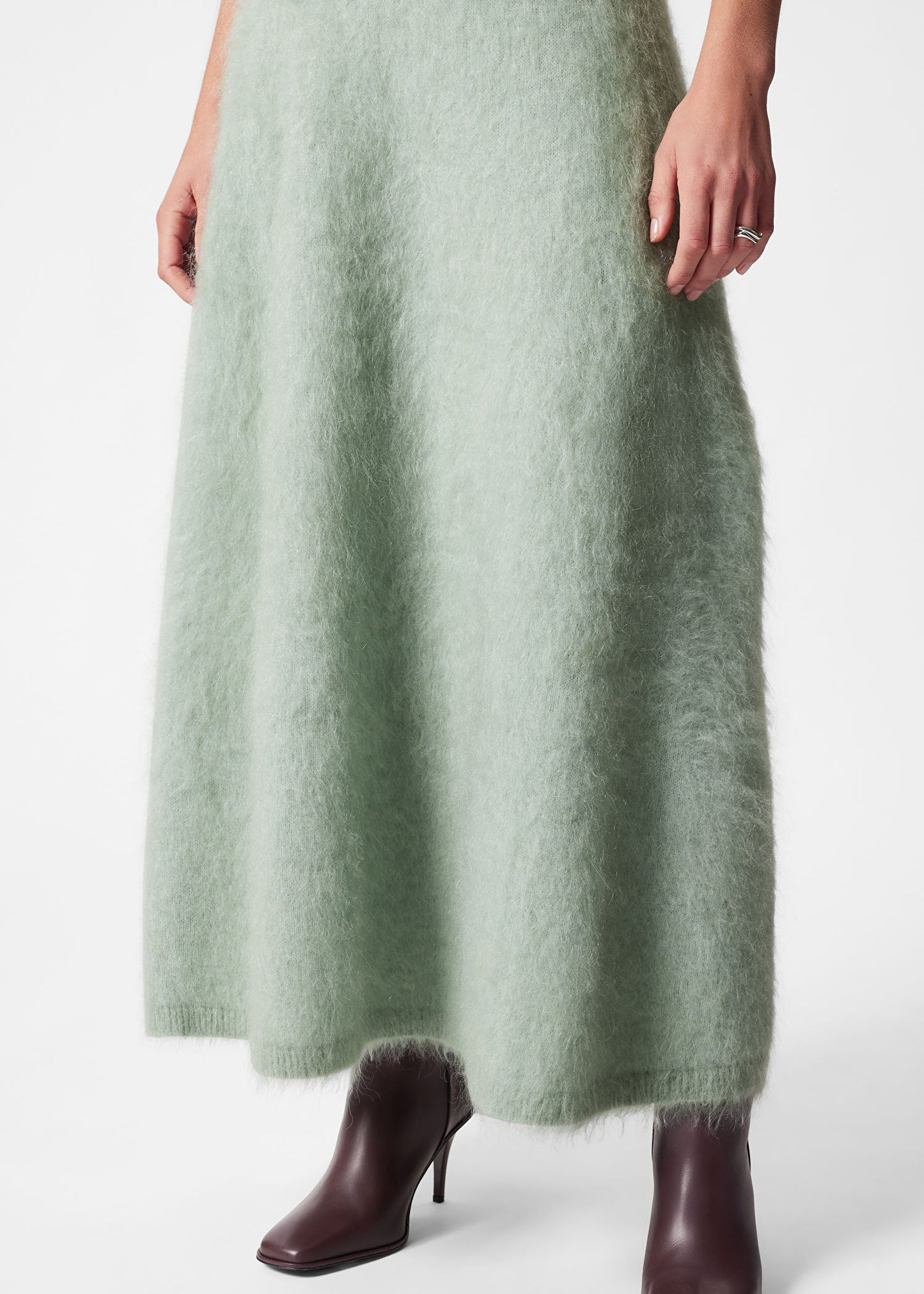 Brushed-Knit A-Line Maxi Skirt