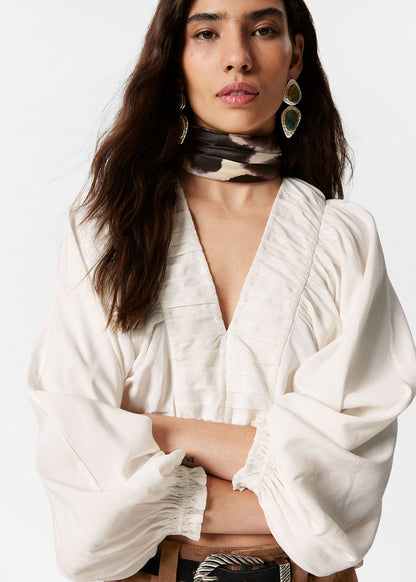 Smocked Puff-Sleeve Blouse