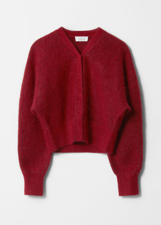 Mohair-Blend Rib-Knit Cardigan