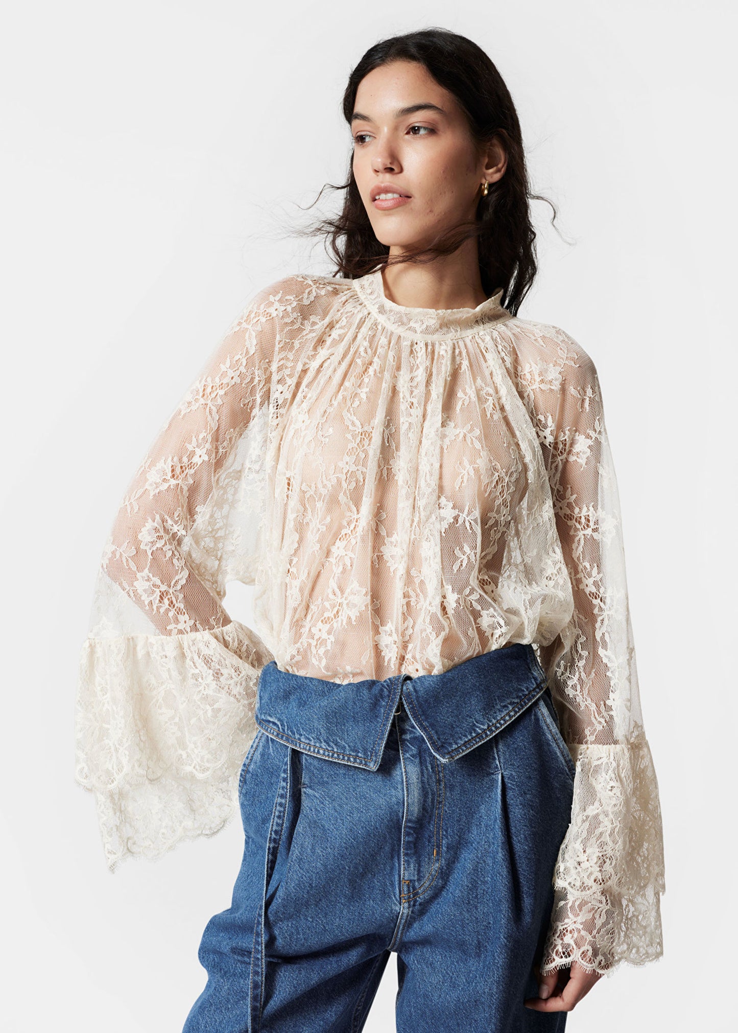 Flounced Lace Blouse