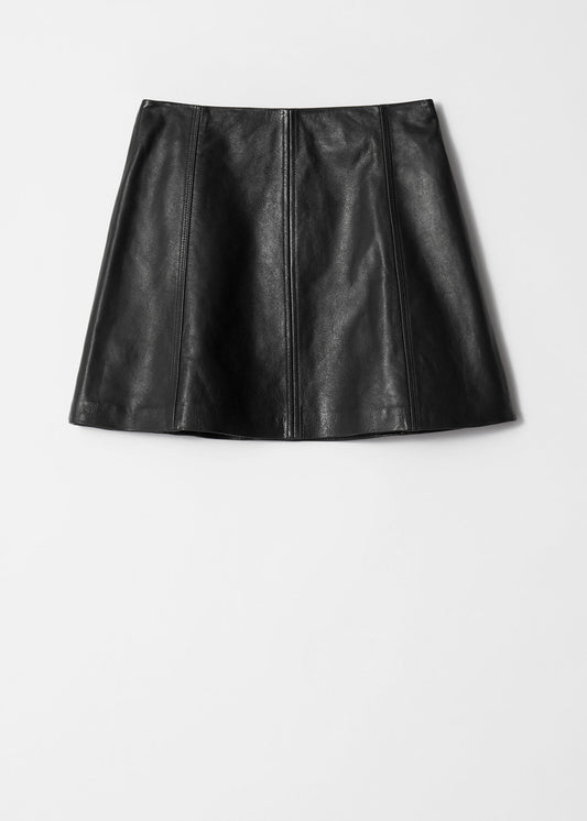 A-Line Leather Mini Skirt