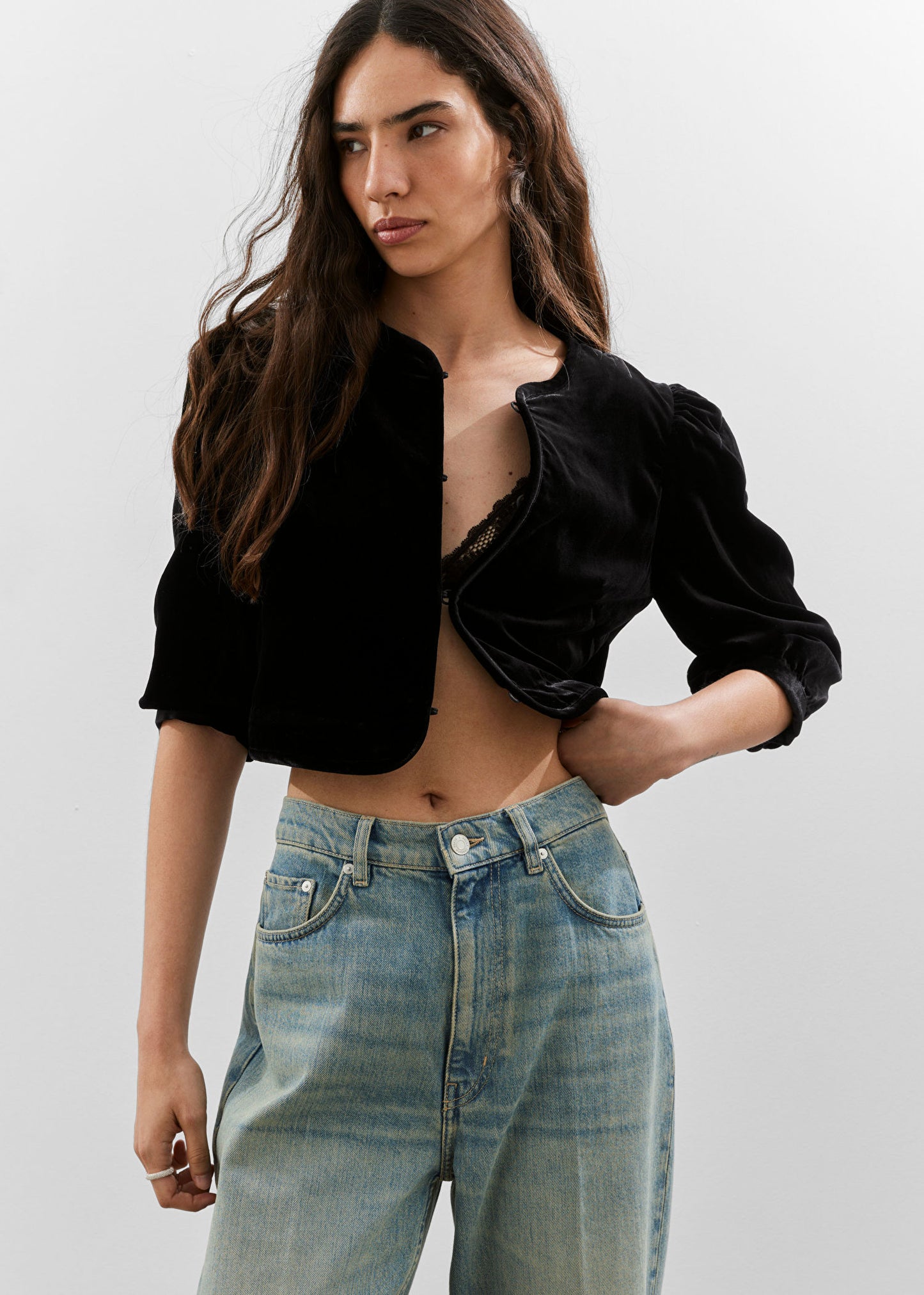 Velvet Cropped Blouse