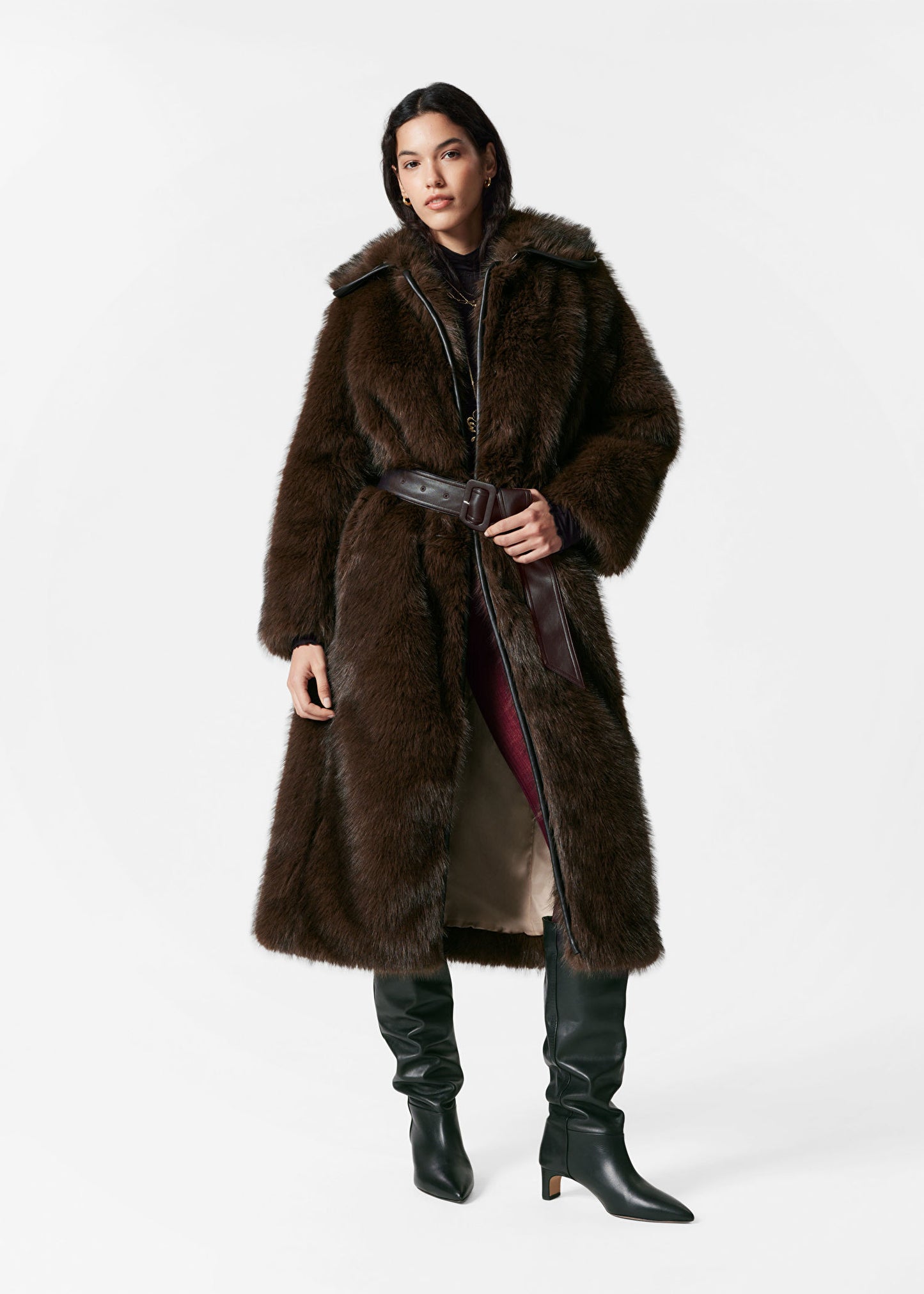 Belted Faux Fur Coat