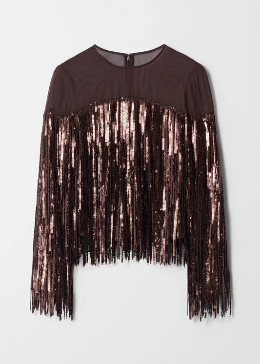 Fringed Sequin Top