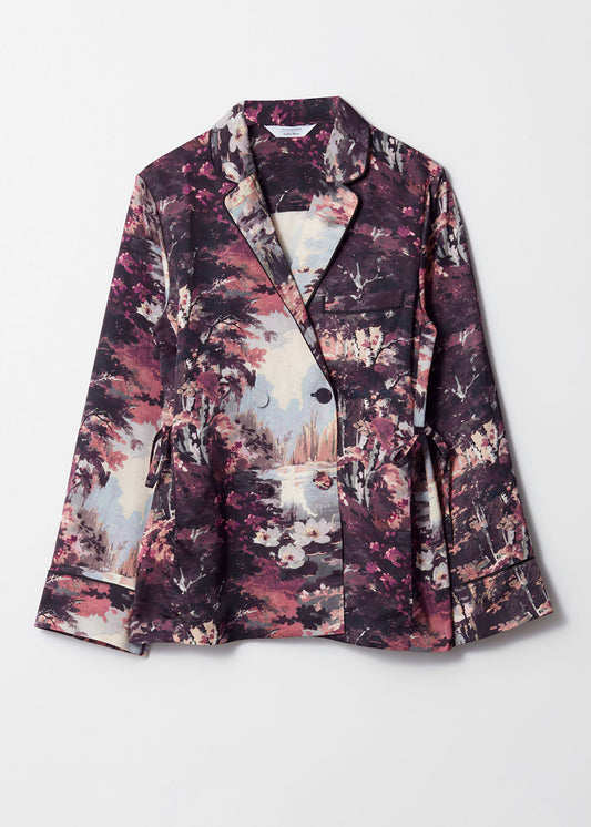 Printed Satin Shirt Blazer