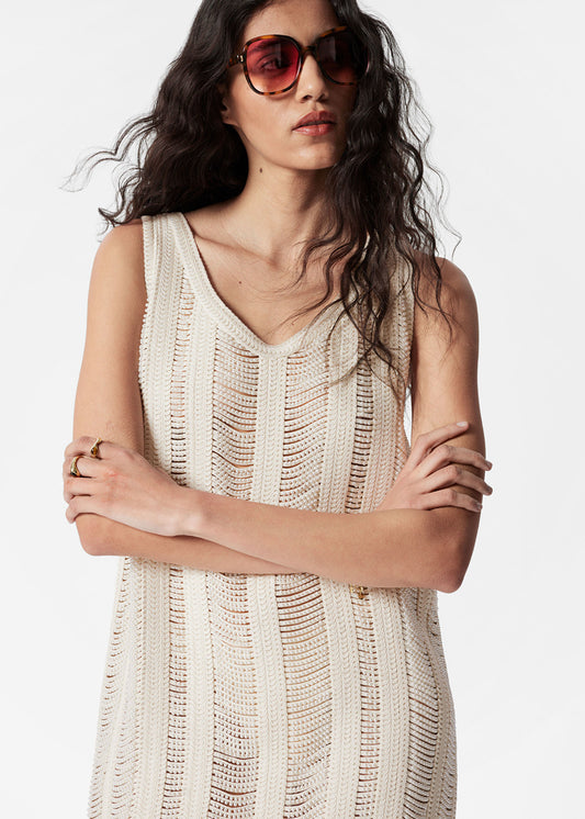 Pearl-Knit Mini Dress