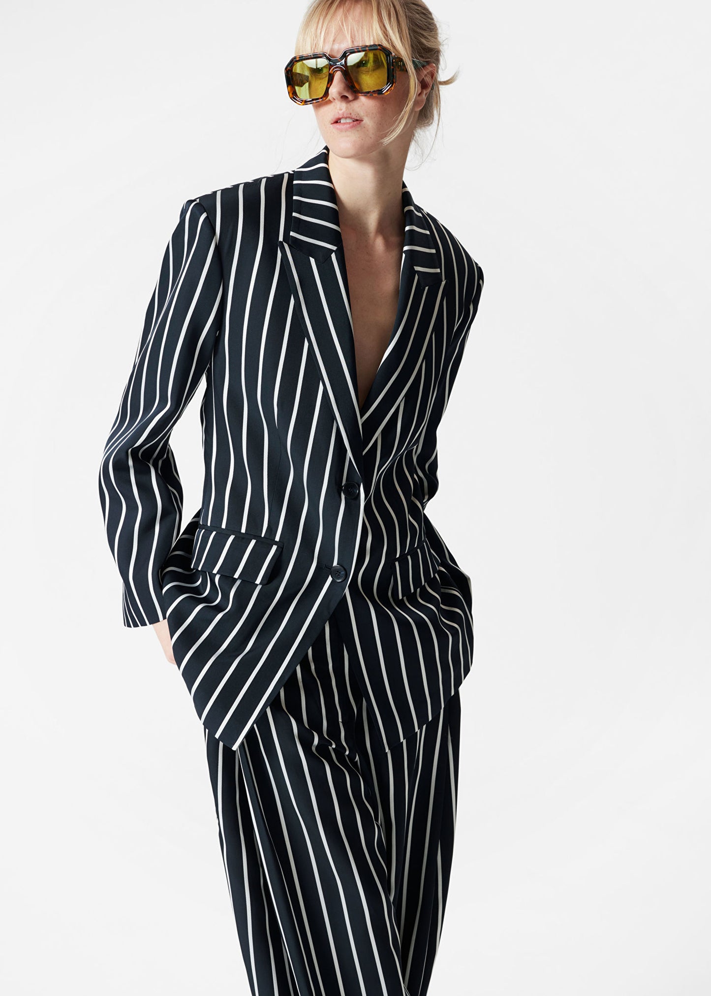 Tailored Wide-Shoulder Blazer