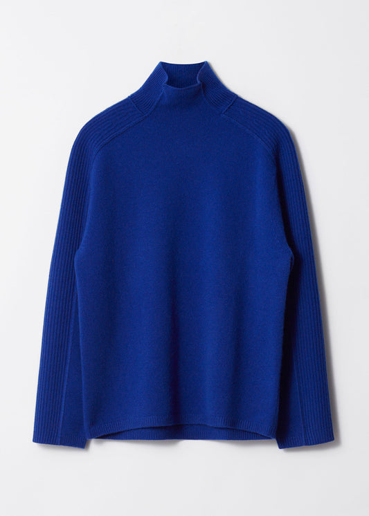 Panelled Wool Turtleneck Jumper