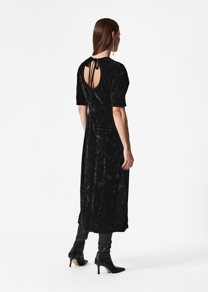 Slit-Detailed Velvet Midi Dress